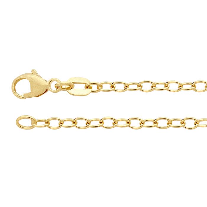 14K Yellow Gold 2.5mm Oval Cable Chains