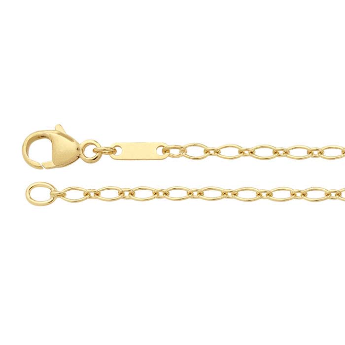 14K Yellow Gold 2.1mm Oval Long & Short Chain