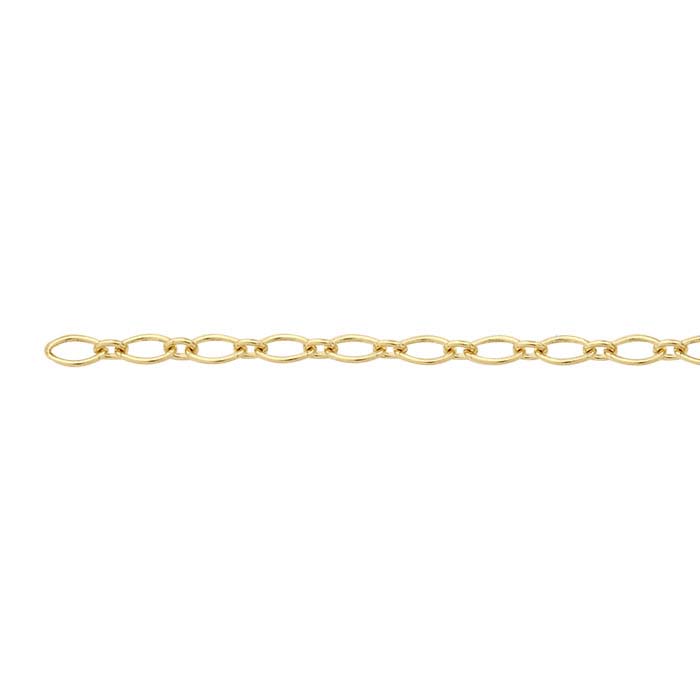 14K Yellow Gold 2.1mm Oval Long & Short Chain, By the Inch