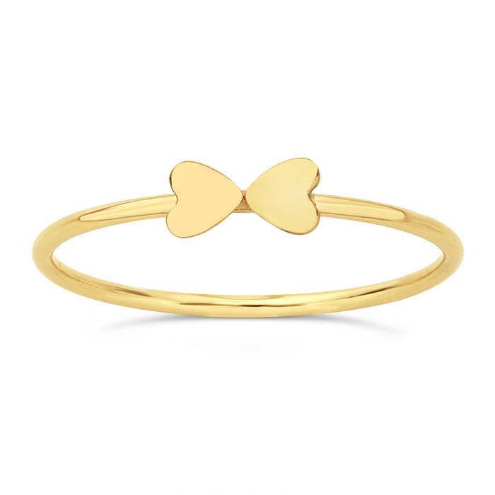 14/20 Yellow Gold-Filled Double-Heart Stackable Rings