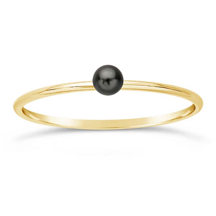 14/20 Yellow Gold-Filled Swarovski® Dark-Gray Pearl-Set Rings
