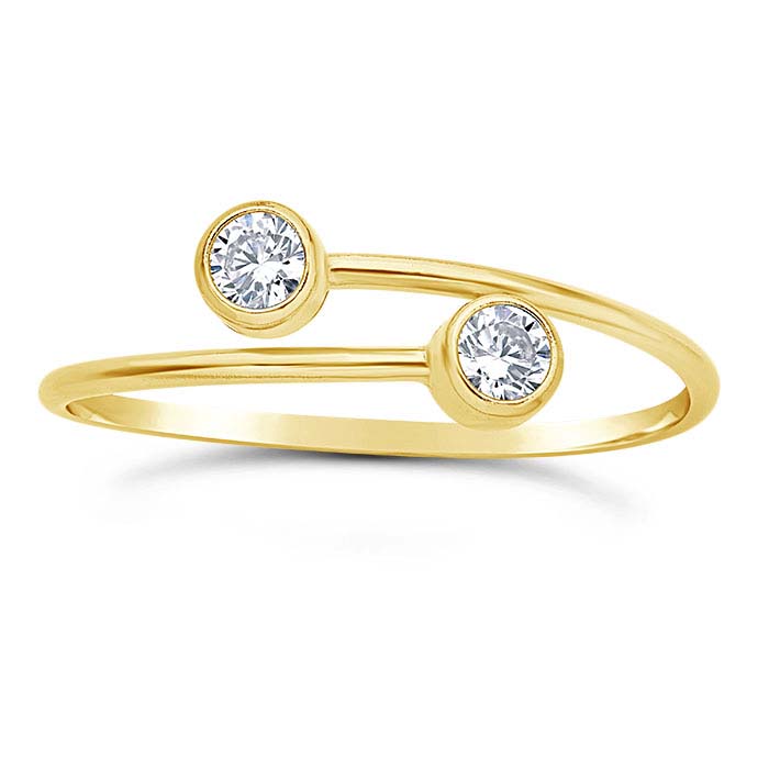 14/20 Yellow Gold-Filled CZ-Set Bypass Ring, Adjustable