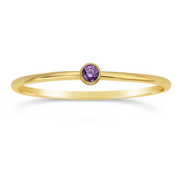 14/20 Yellow Gold-Filled Purple CZ-Set Rings