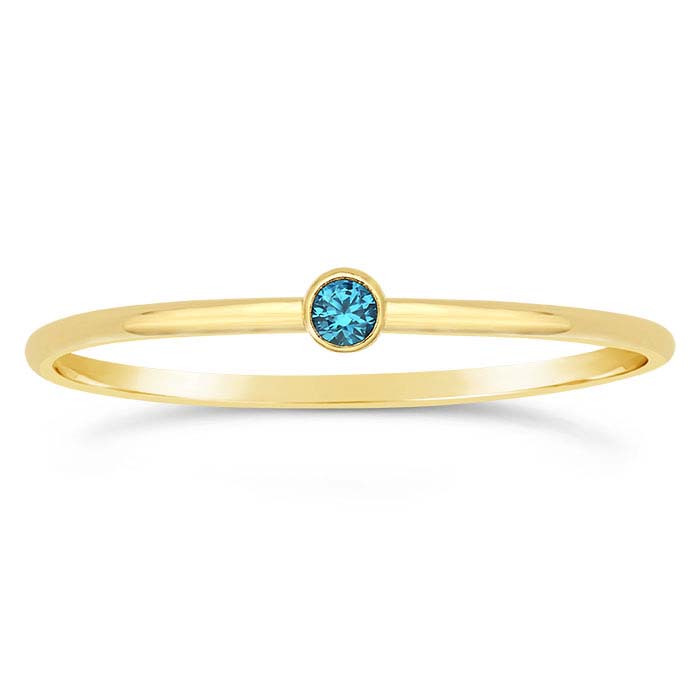14/20 Yellow Gold-Filled Aqua-Blue CZ-Set Rings