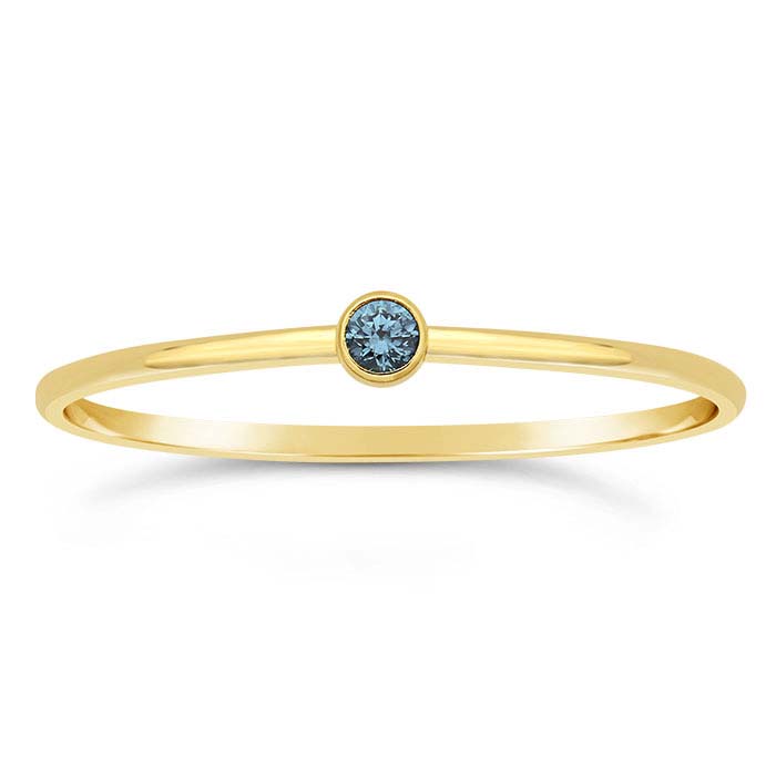 14/20 Yellow Gold-Filled Swiss-Blue CZ-Set Rings