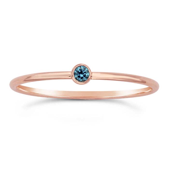 14/20 Rose Gold-Filled Aqua-Blue CZ-Set Rings