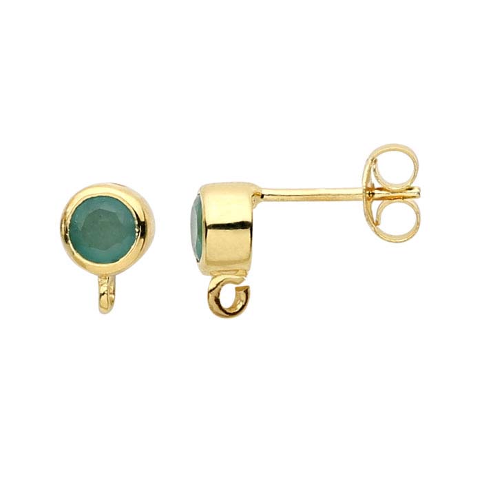 14K Yellow Gold Emerald-Set Post Earring with Open Ring