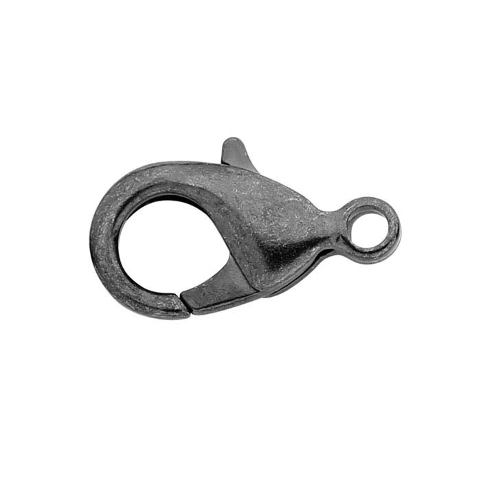 Brass Gunmetal-Finish Lobster Clasps with Closed Ring