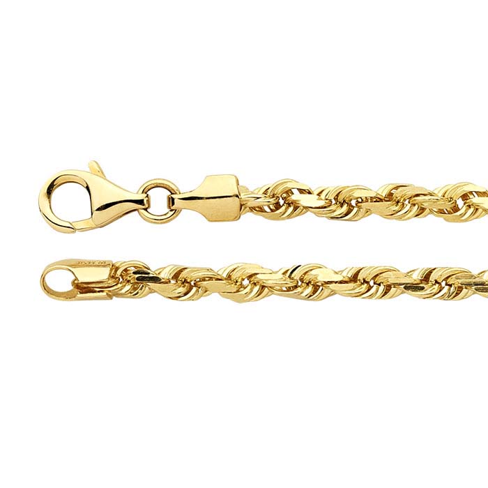 14K Yellow Gold Diamond-Cut French Rope Chains