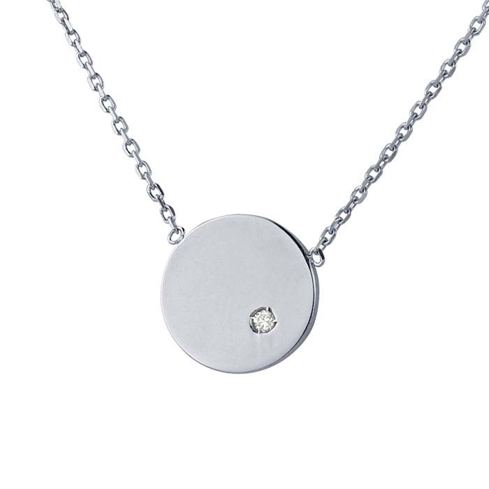14K White Gold Diamond-Set Disc Festoon Necklace