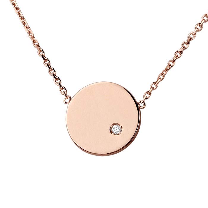 14K Rose Gold Diamond-Set Disc Festoon Necklace
