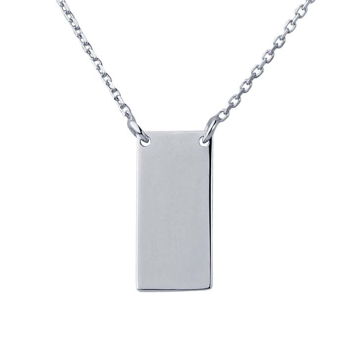 14K White Gold Rectangle Festoon Necklace