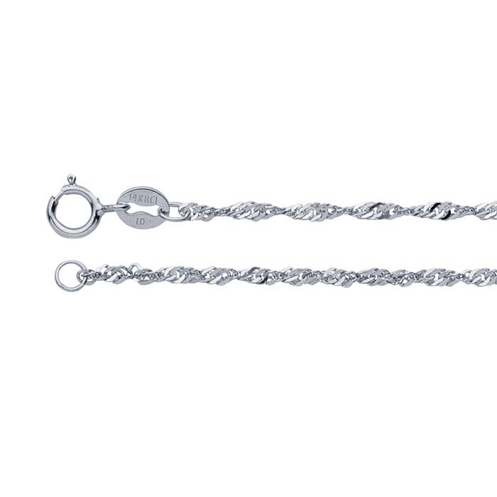 14K White Gold Diamond-Cut Singapore Chains