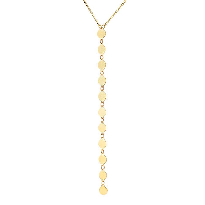14K Yellow Gold Y-Style Necklace with Multi-Disc Drop