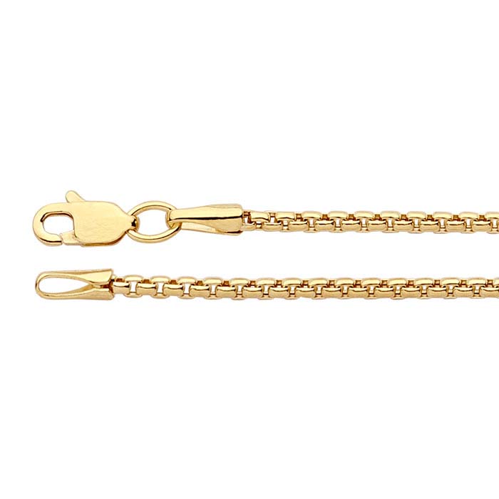 14K Yellow Gold Hollow Rounded Box Chains