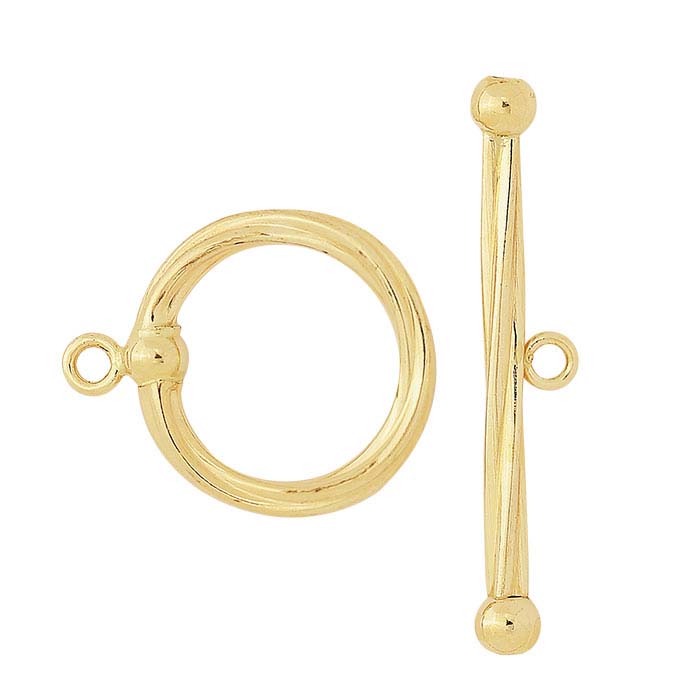 12/20 Yellow Gold-Filled Twist Ball-End Toggle Clasp