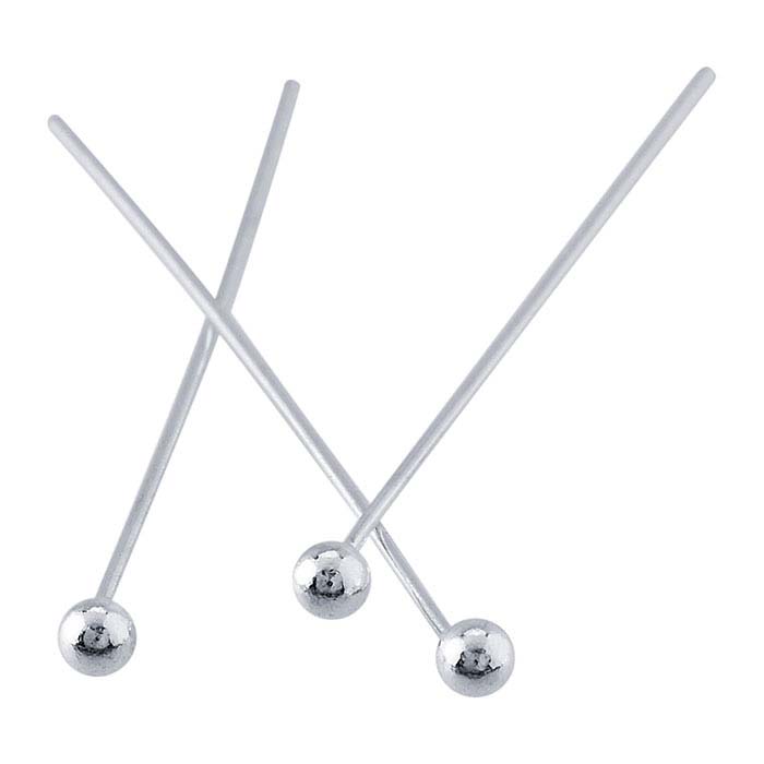 Sterling Silver 1" 2mm Ball Head Pin, 3/4-Hard