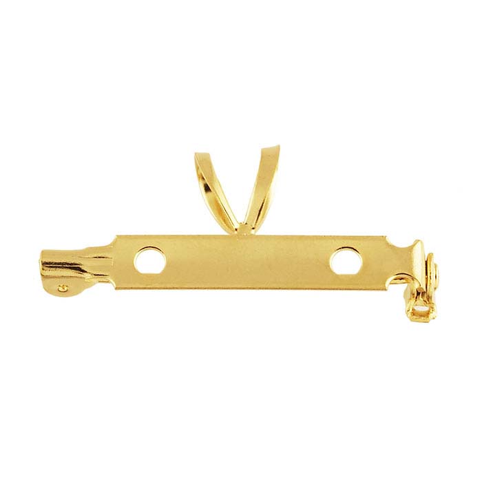 Brass Yellow Gold-Plated 1" One-Piece Pin Back with Bail