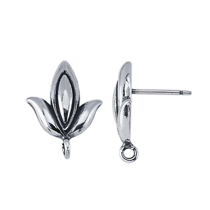 Sterling Silver Tulip Post Earring with Open Ring