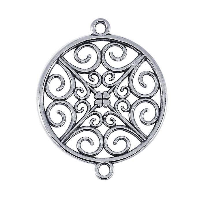 Sterling Silver Filigree Round Link Component