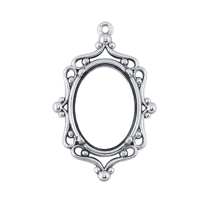 Sterling Silver 18 x 13mm Filigree Pendant Mounting, 4-Prong