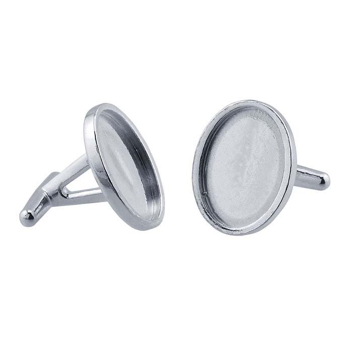 Sterling Silver 20mm Round Cabochon Cuff Link Mounting