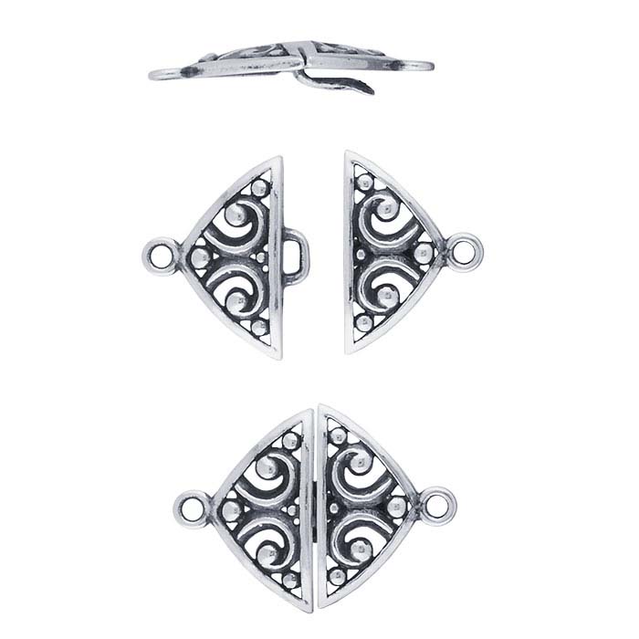 Sterling Silver Filigree Hook & Eye Clasp