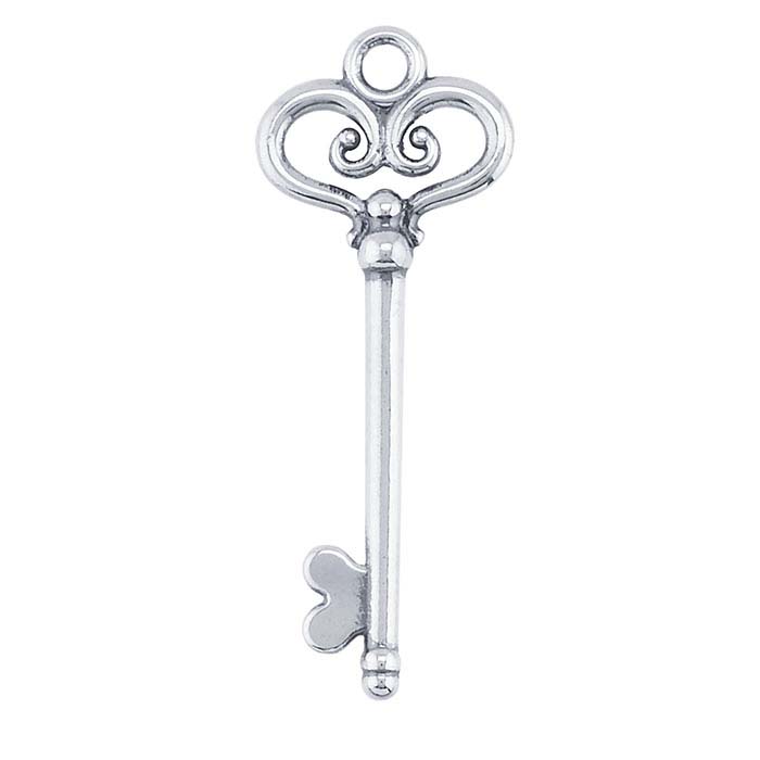 Sterling Silver Scrolled Key Pendant