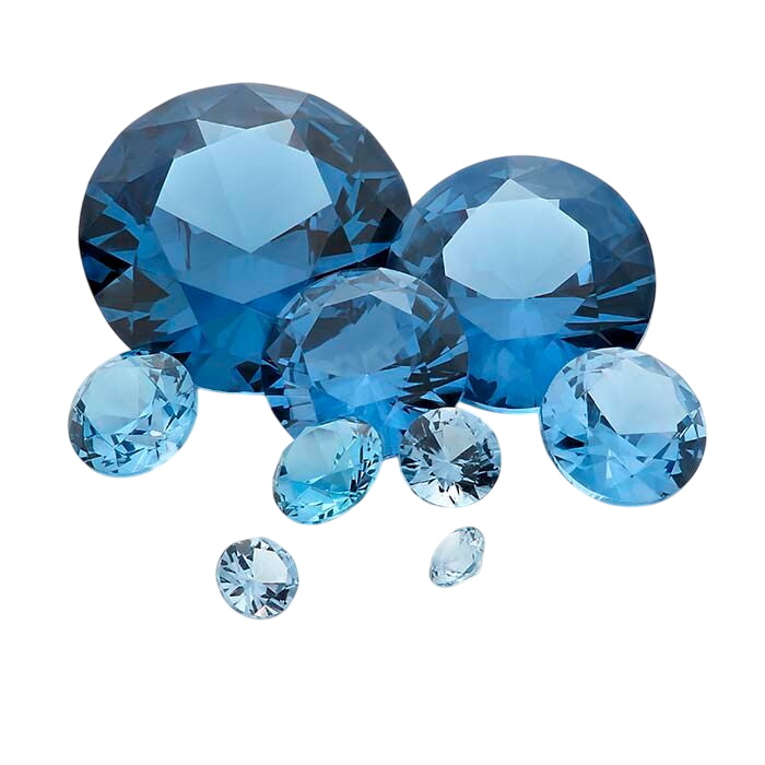 Simulated Blue Zircon Round Faceted Stones