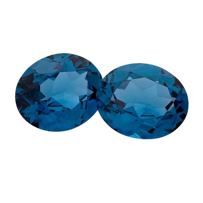 Simulated Blue Zircon Oval Faceted Stones