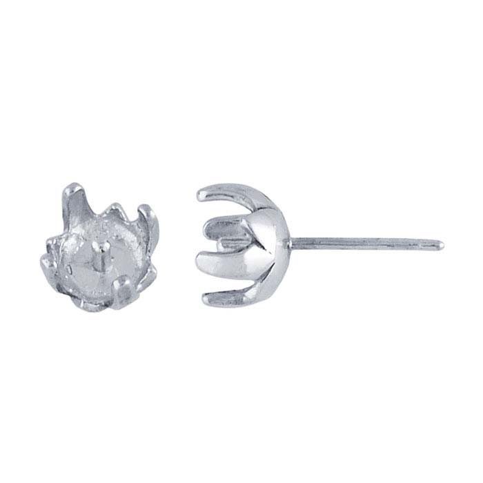 Argentium® Silver 6mm Pearl Post Earring Mounting