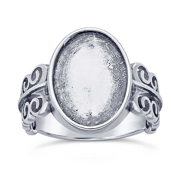 Sterling Silver Filigree 14 x 10mm Oval Ring Mountings