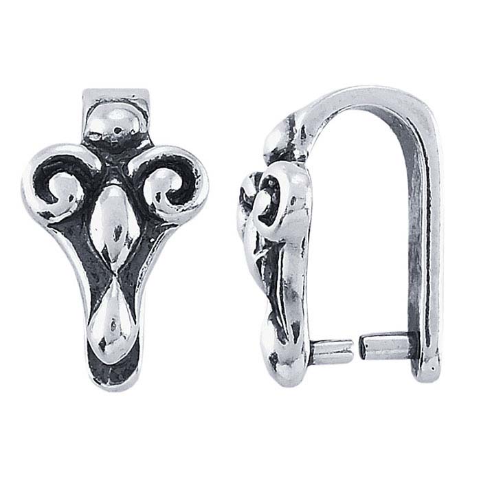 Sterling Silver Fleur-de-Lis Pinch Pendant Bail