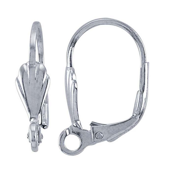 Sterling Silver Shell Lever-Back Ear Wire with Open Ring
