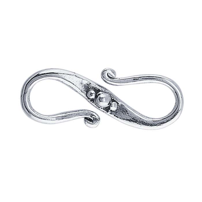 Sterling Silver Beaded S-Hook Clasp