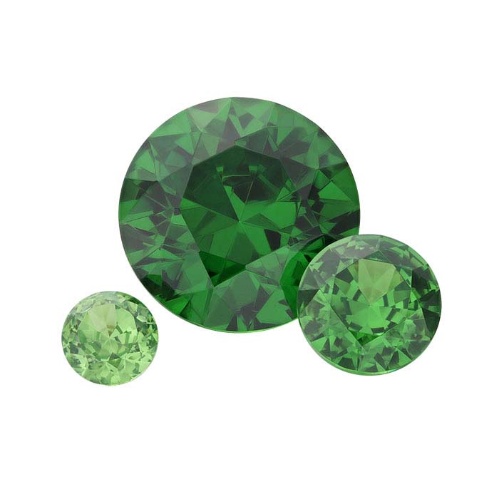 Emerald Green CZ 4mm Round Faceted Stone