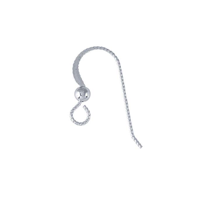 Argentium® Silver Hammered SlipLess™ Ear Wire with Loop and Bead