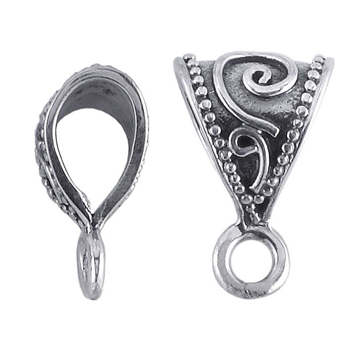 Sterling Silver Bali-Style Pendant Bail with Ring