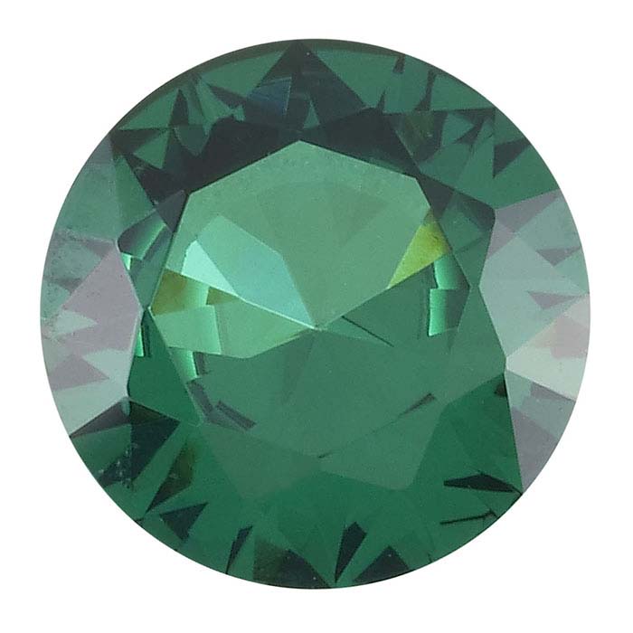 Simulated Emerald Round Faceted Stone