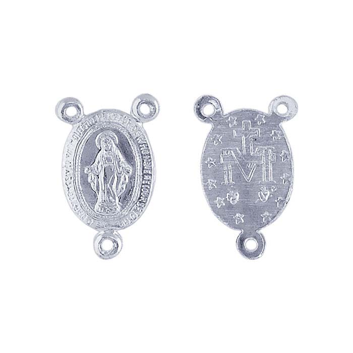 Sterling Silver Miraculous Medal Rosary Center Pendant