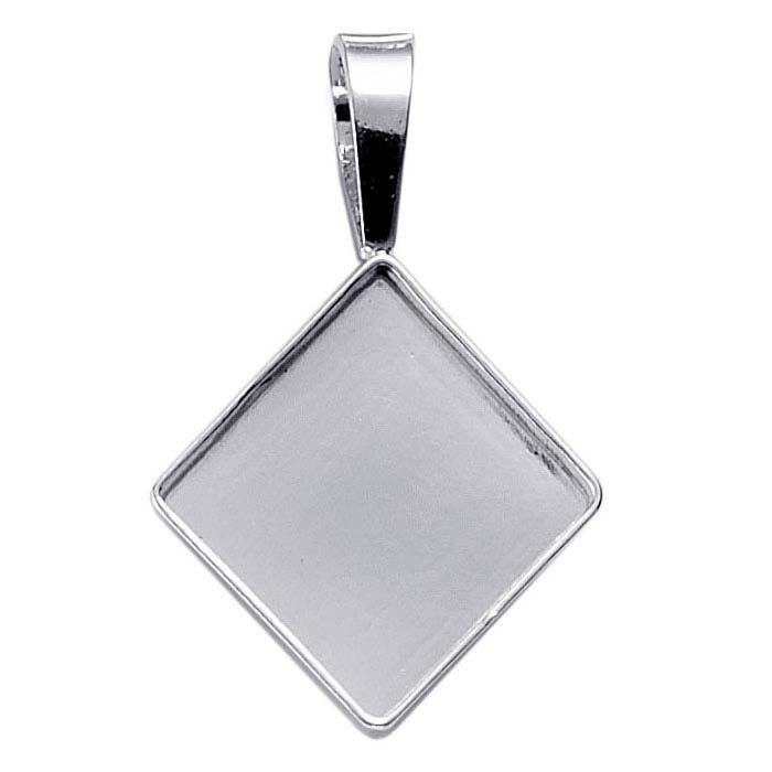 Sterling Silver 16mm Square Bezel Pendant Mounting