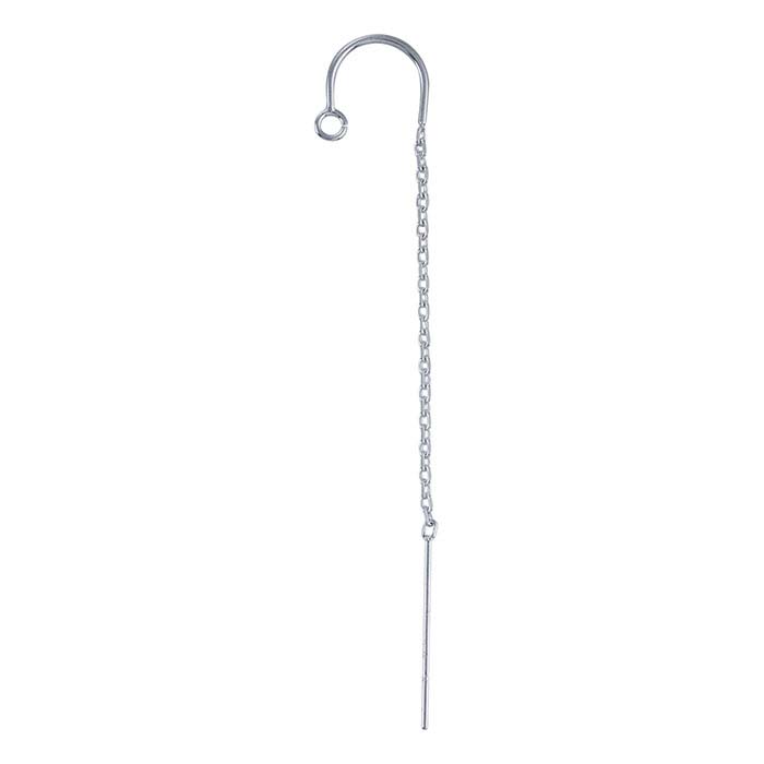 Sterling Silver Cable Chain Ear Thread with U-Bar and Open Ring
