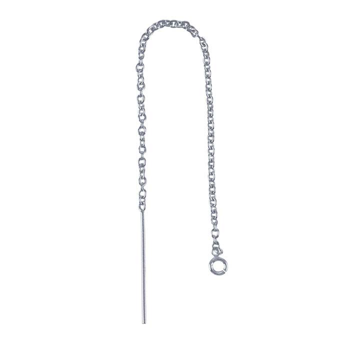 Sterling Silver Chain Ear Thread with Open Ring