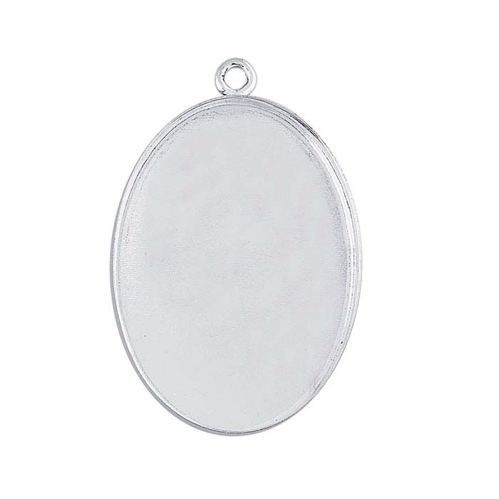 Sterling Silver 25 x 18mm Oval Bezel Component Mounting