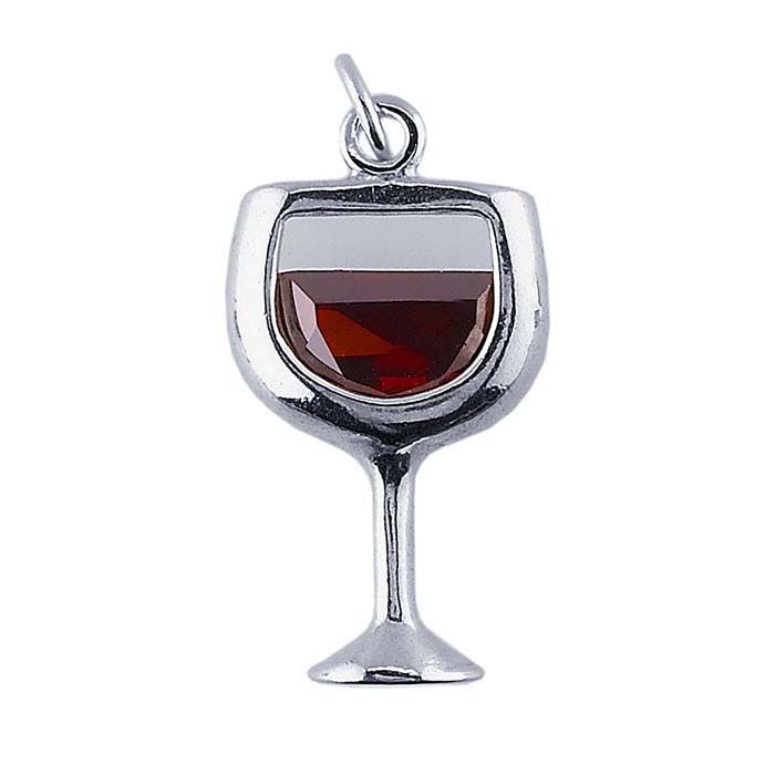 Sterling Silver Red Wine Glass Charm