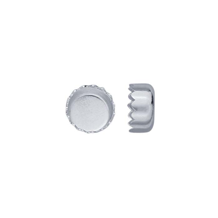 .999 Fine Silver 4mm Round Serrated-Edge Bezel Cup Setting