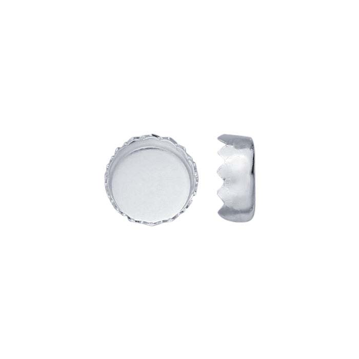 .999 Fine Silver 5mm Round Serrated-Edge Bezel Cup Setting