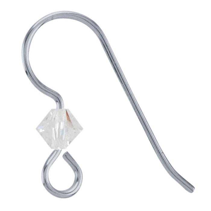 Sterling Silver Ear Wire with Loop and Swarovski® Crystals Bead