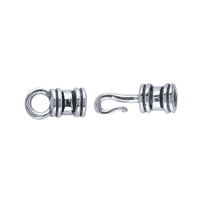 Sterling Silver Double-Banded Crimp-Style Hook & Eye Clasp