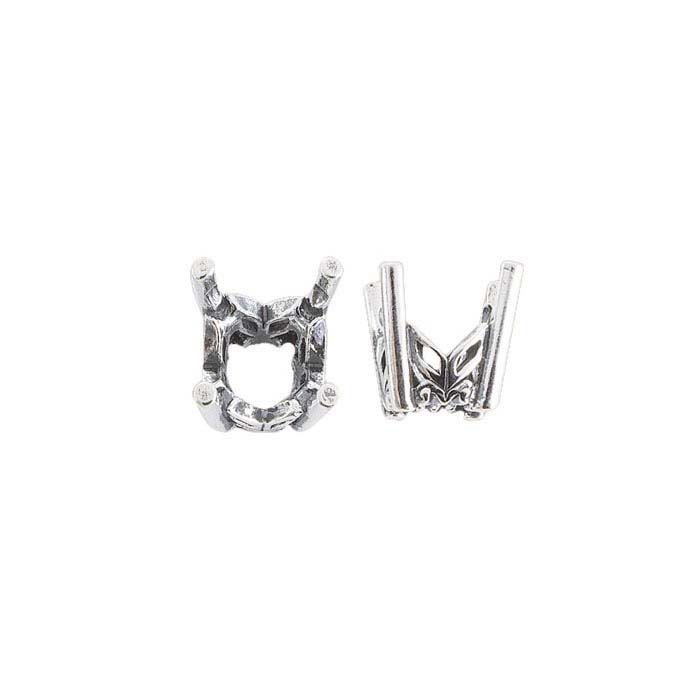 Sterling Silver Round Pre-Notched Legendary™ Fancy 4-Prong Settings